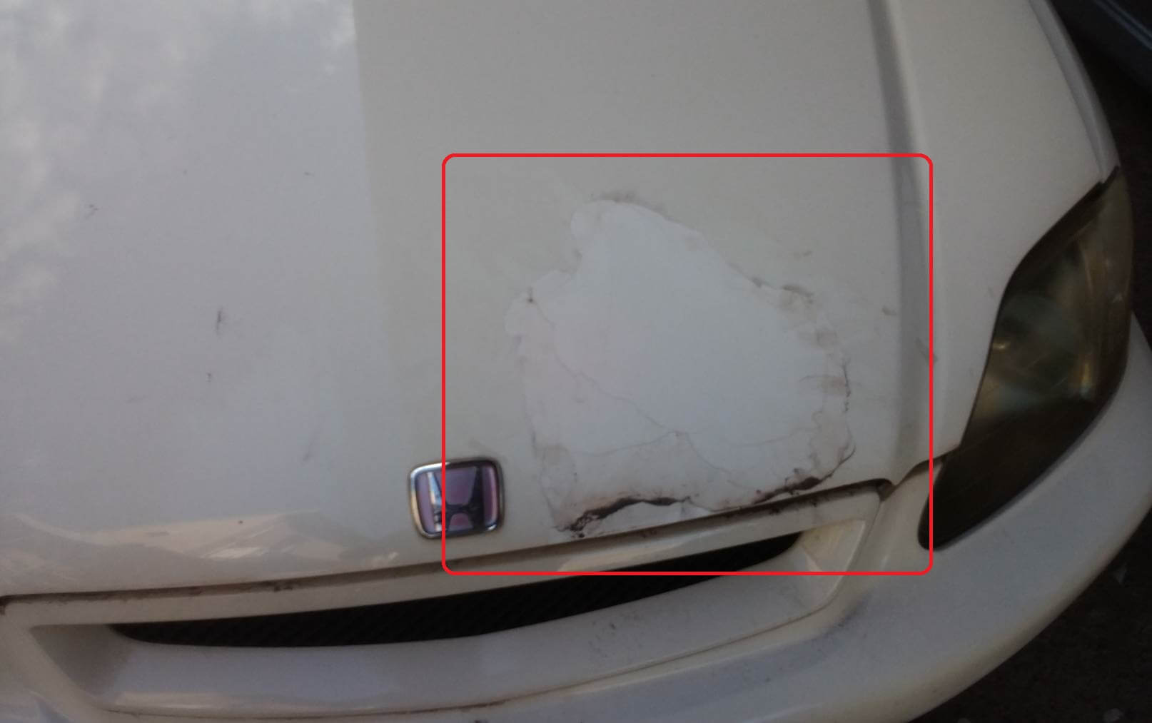 ボンネットのへこみ キズの板金塗装事例 福山市 ホンダ シビック 広島県福山市の板金塗装キズへこみ事故車 の修理 実績5000台 ボディーショップ高田